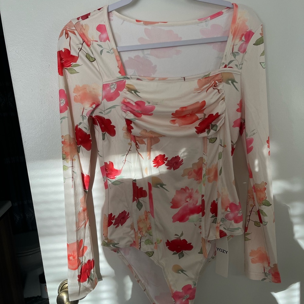 Floral Long Sleeve Yozy Bodysuit New!